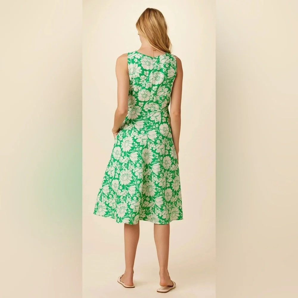 Amour Vert Keira Viscose Midi Dress in Bloomsbury Green Size Medium NWT - Picture 2 of 8